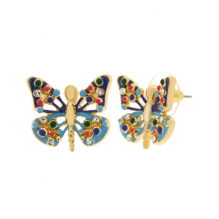 Orecchini in Metallo a lobo con farfalla blu
