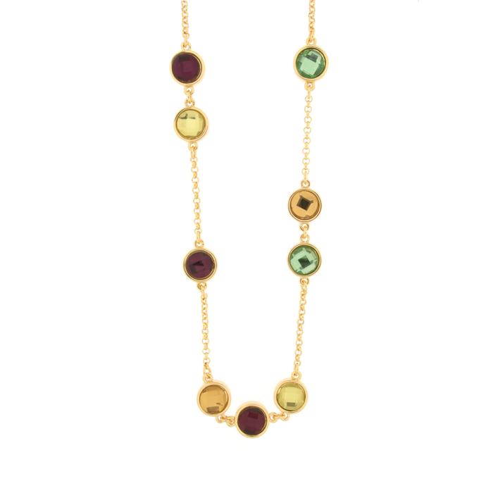 Collana in Metallo con cristalli marroni, verdi e gialli