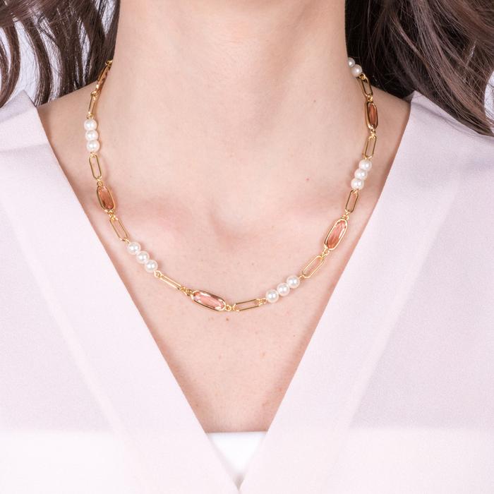 Collana in Metallo con perline e cristalli