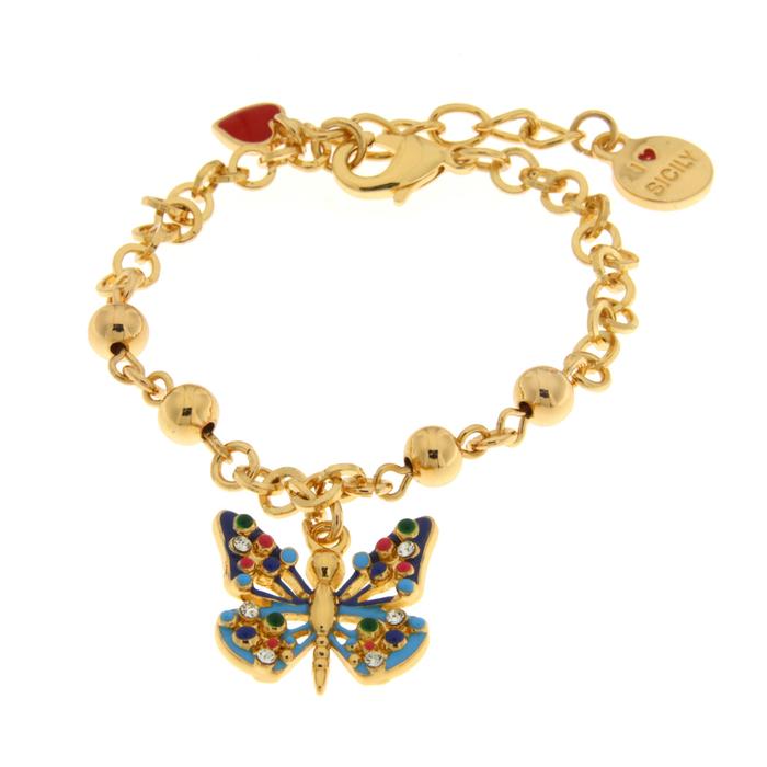 Bracciale in Metallo con farfalla colorata