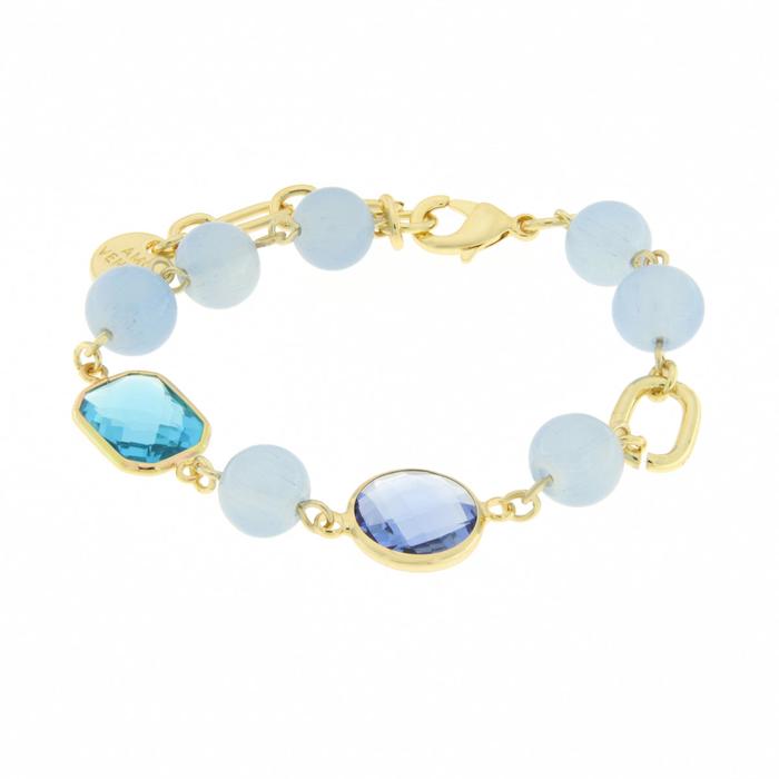 Bracciale in Metallo con perle e cristalli blu