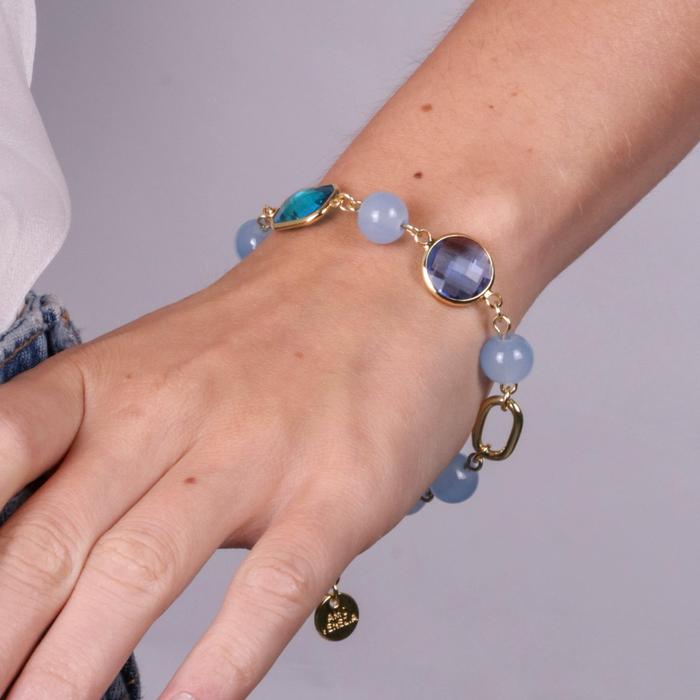 Bracciale in Metallo con perle e cristalli blu
