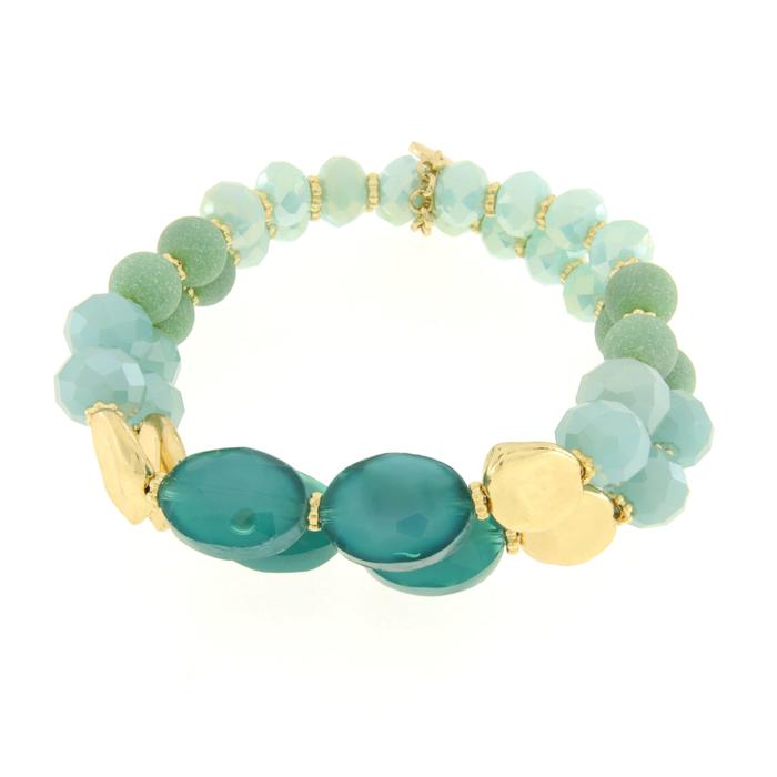 Bracciale in Metallo multifilo con pietre nelle sfumature del verde