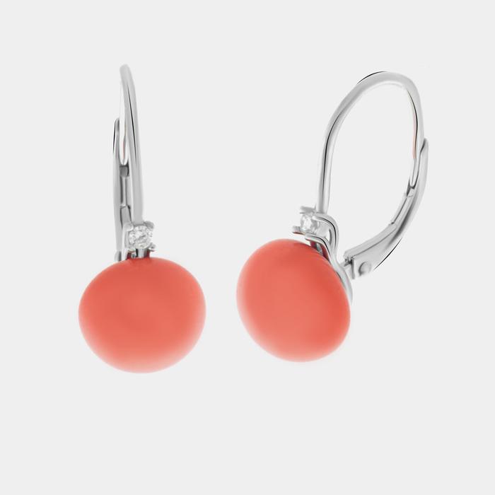 Orecchini in Argento 925 con perle in pasta di corallo chiusura monachella