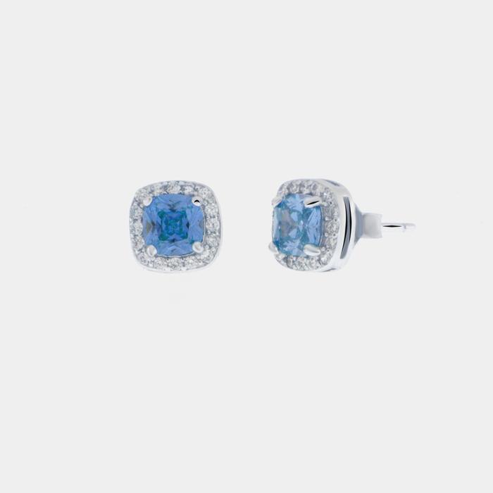 Orecchini in Argento 925 con zircone centrale blu