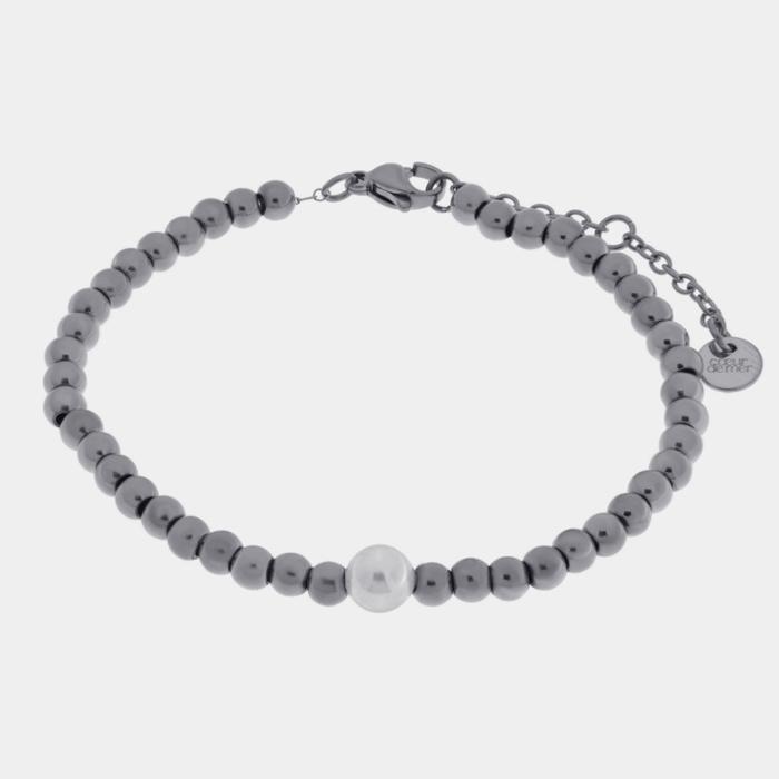 Bracciale in Acciaio sfere con perla