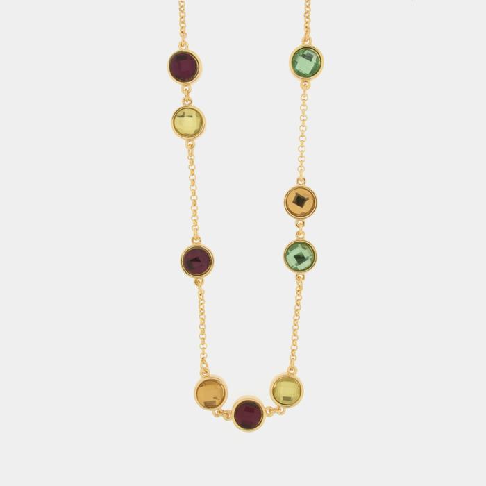 Collana in Metallo con cristalli marroni, verdi e gialli