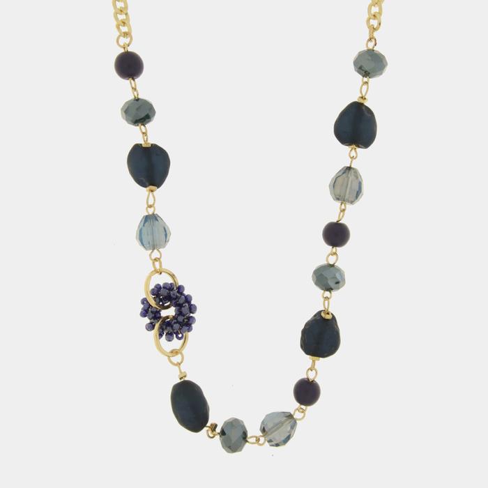 Collana in Metallo con pietre e dettaglio in perline blu