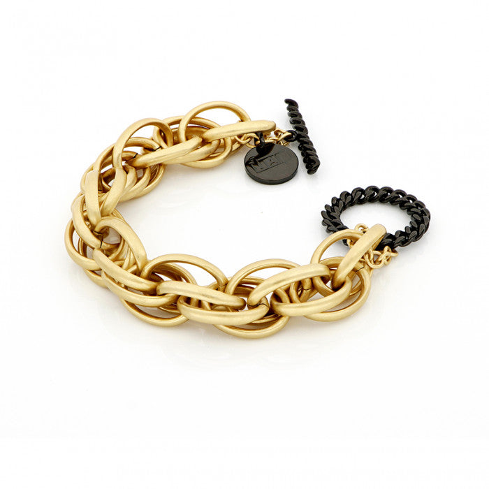Bracciale catena laminato con chiusura nera