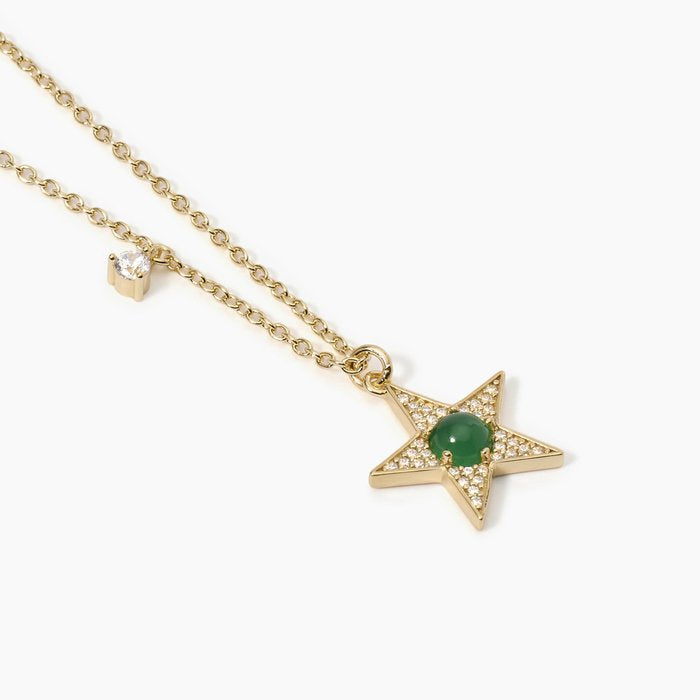 Girocollo stella dorato e agata verde STARLET