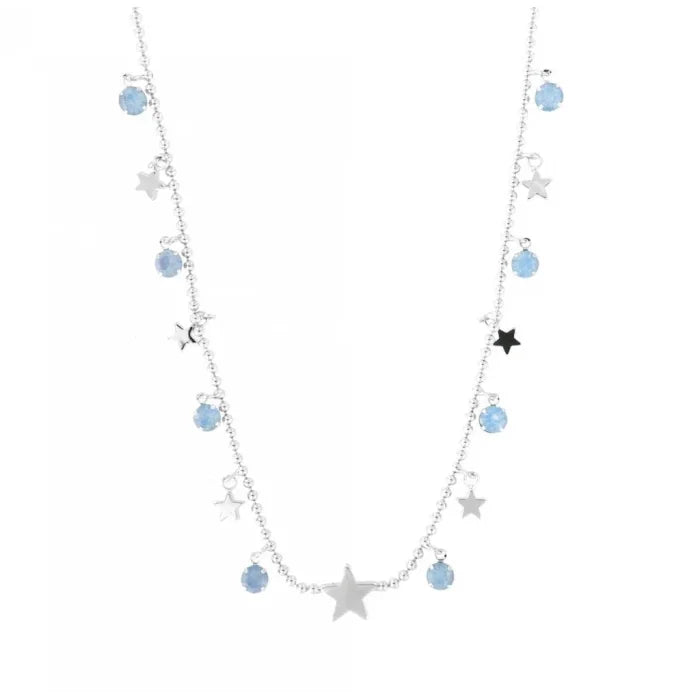 Collana rodiata stelle e cristalli celesti
