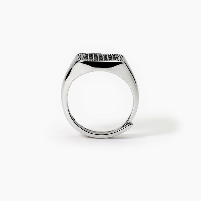Anello chevalier con pavè nero PRIMO CAPITANO