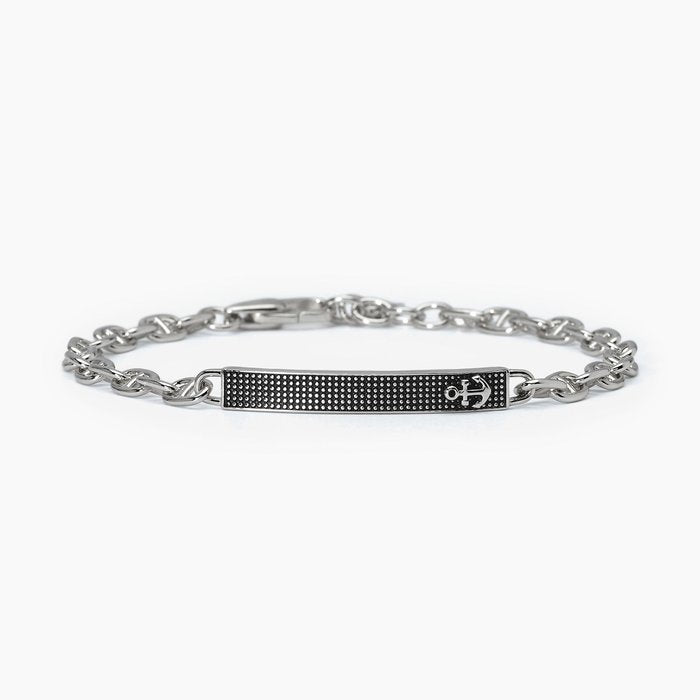 Bracciale con piastra borchiata NAVY RULE