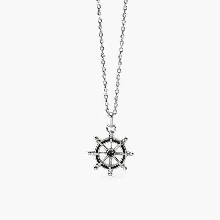 Collana in argento con ciondolo timone SEA MASTER