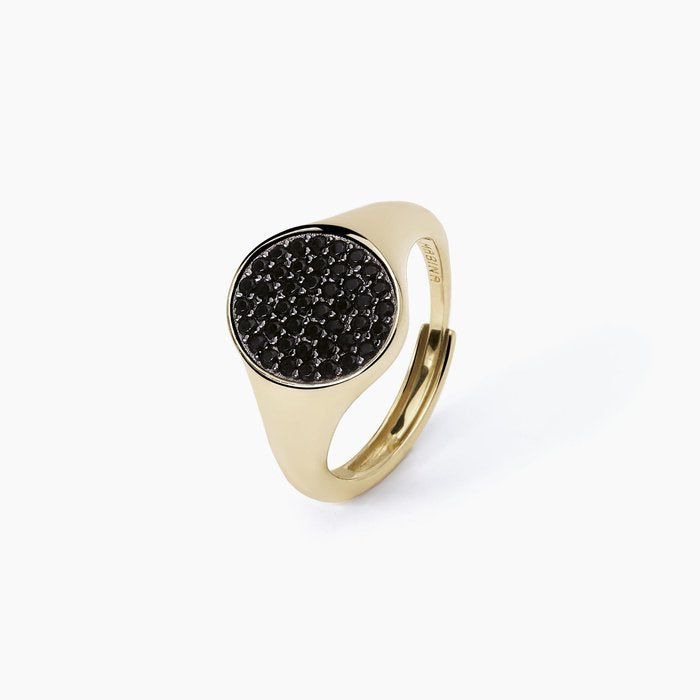 Anello chevalier con pavè nero CHEVALIER