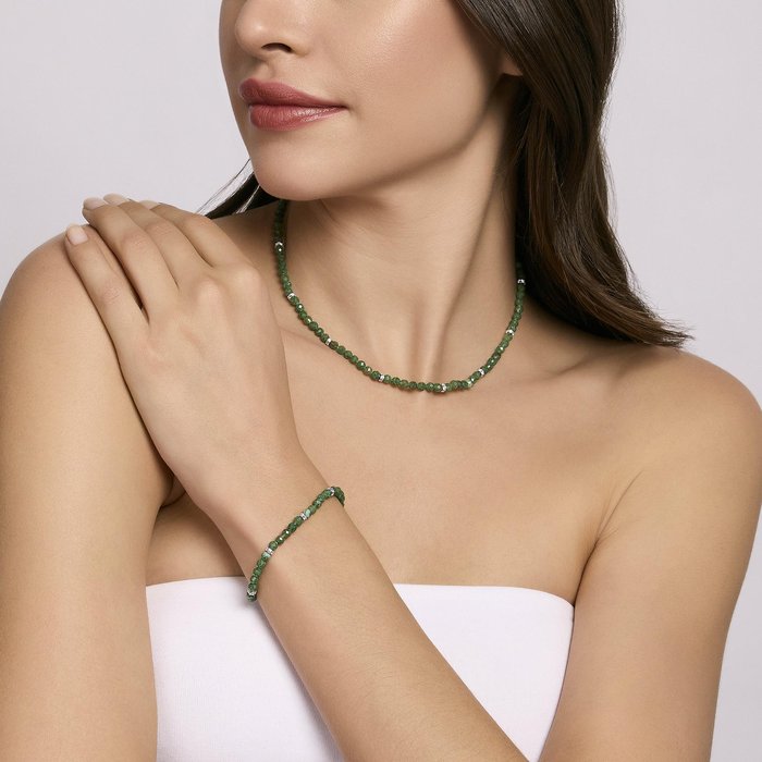 Bracciale in argento con giada verde COLOR CODE