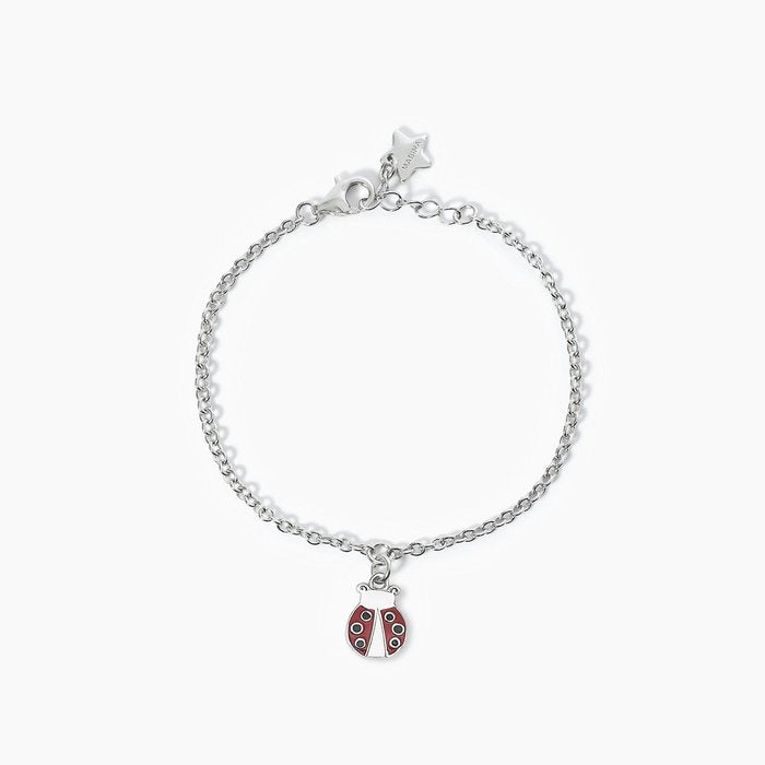 Bracciale in argento con coccinella smaltata FORTUNELLA