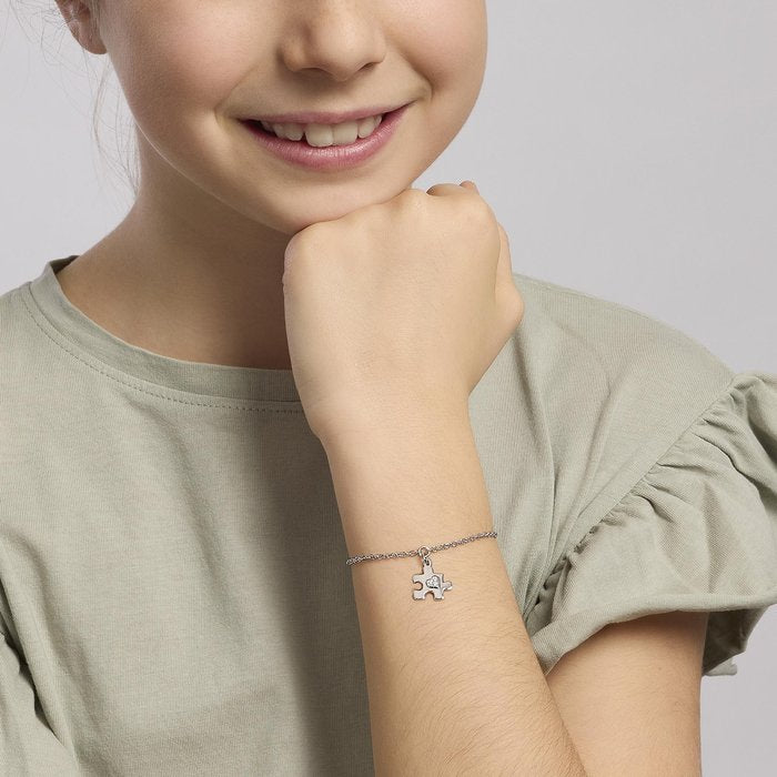 Bracciale in argento con puzzle pendente BFF