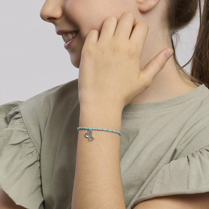 Bracciale in argento con cordino e ciondolo cagnolino BAU BAU