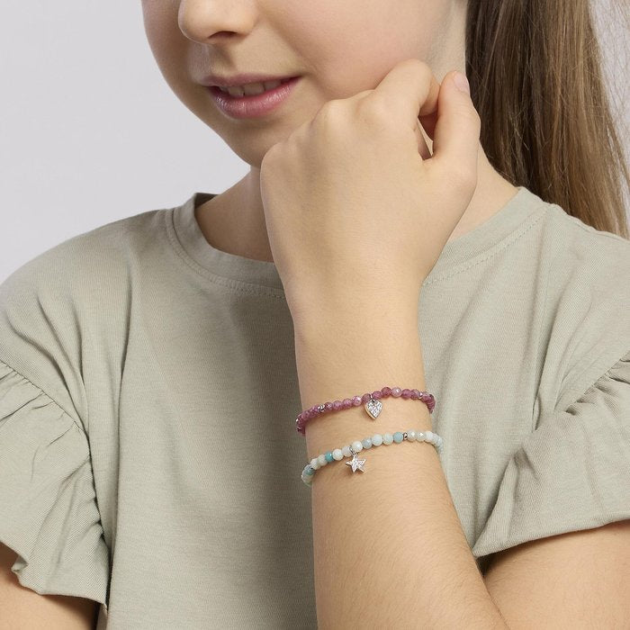Bracciale elastico con tormalina e cuore pendente MON AMOUR