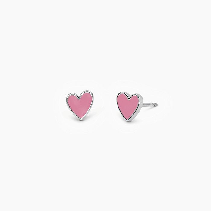 Orecchini a lobo in argento con cuore smaltato MON AMOUR