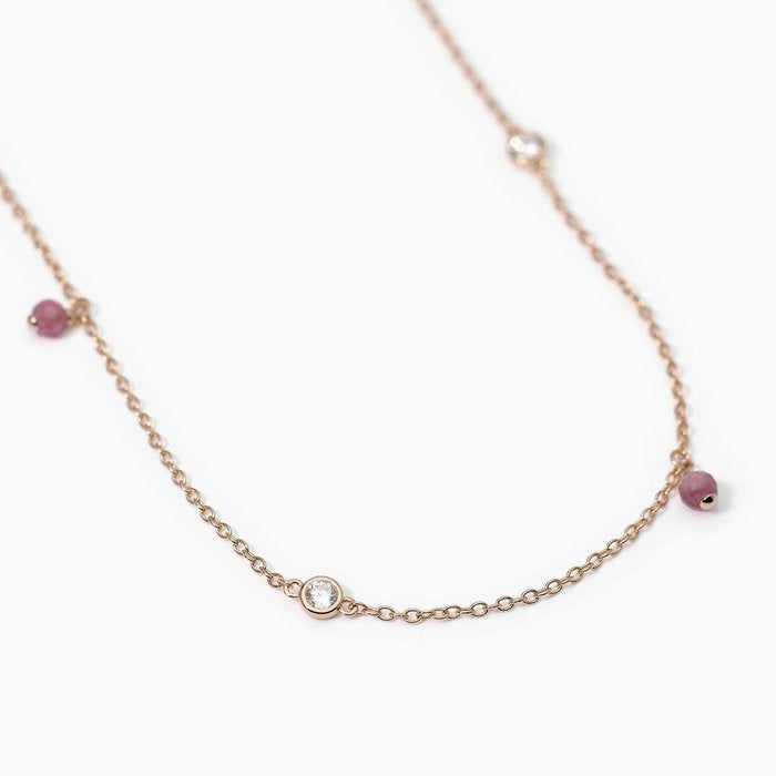 Catena girovita in argento rosato con tormalina rosa VIVA LA VIDA