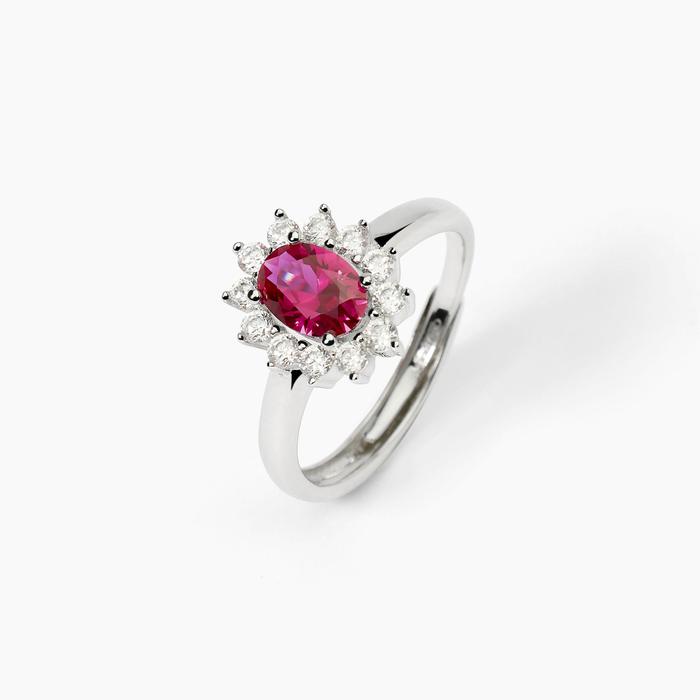 Anello in argento con rubino sintetico ovale COOL OR RÉTRO?