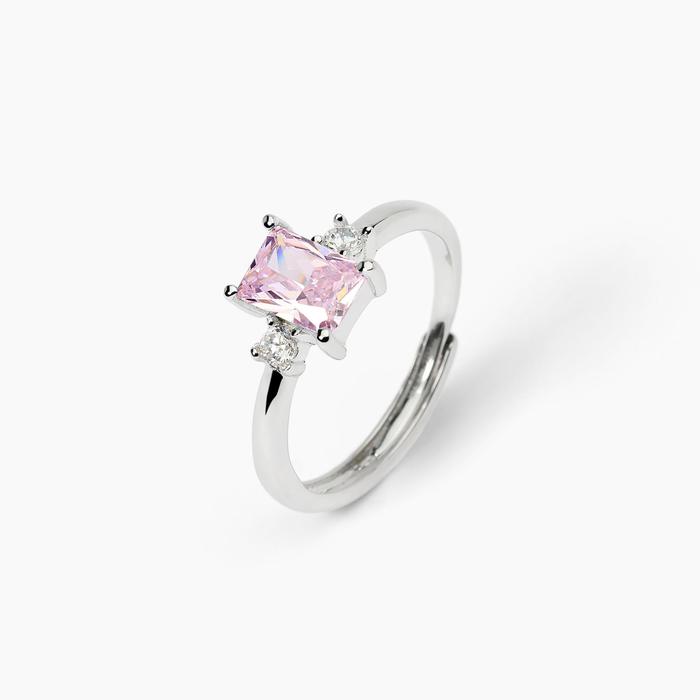 Anello in argento con zircone sintetico rosa BATTITO