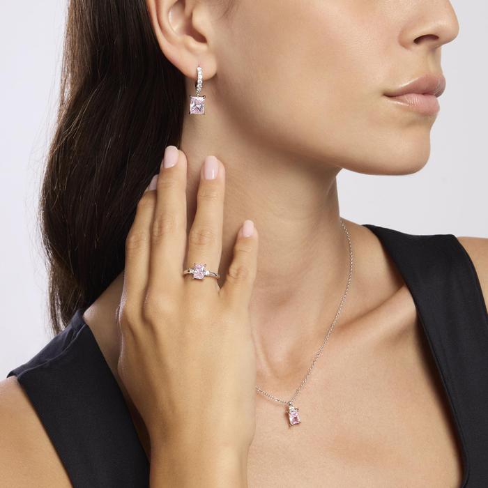 Anello in argento con zircone sintetico rosa BATTITO