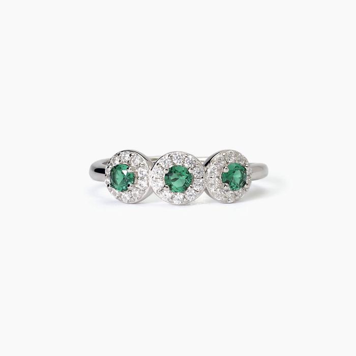 Anello in argento con smeraldi sintetici MILANESIENNE