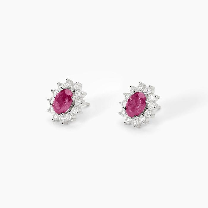 Orecchini in argento con rubino sintetico ovale COOL OR RÉTRO?