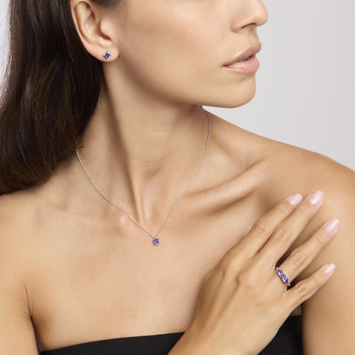 Orecchini in argento con zirconi viola SHINY