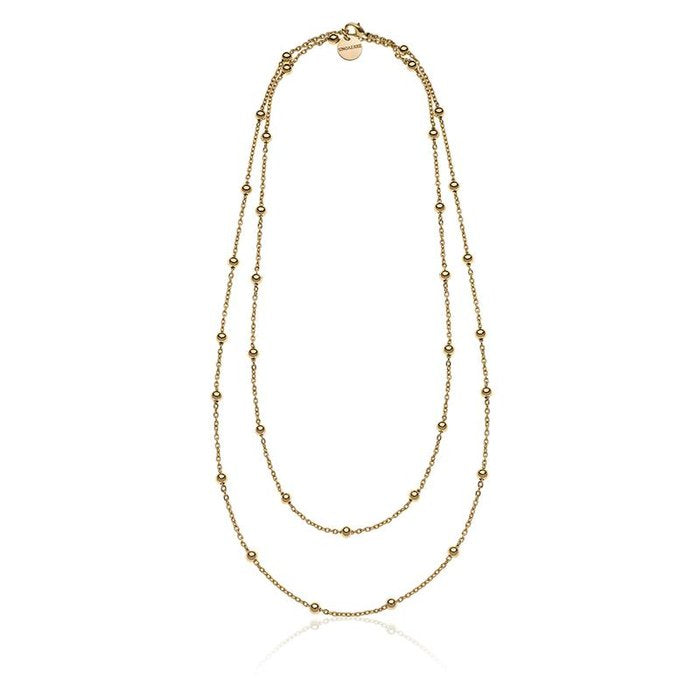 Collana in bronzo dorato con sfere