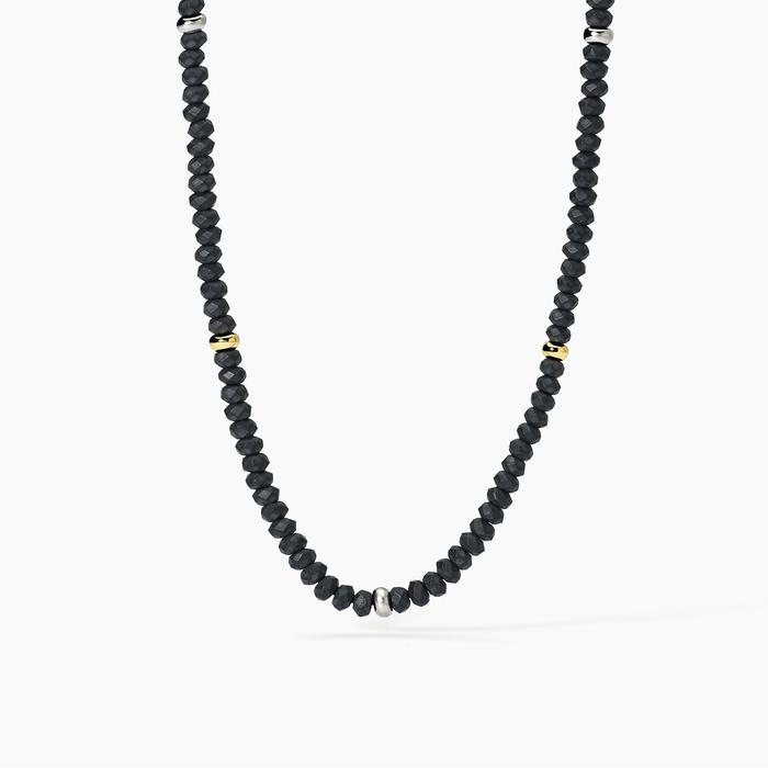 Collana in argento con ematite e inserti dorati ON ROAD