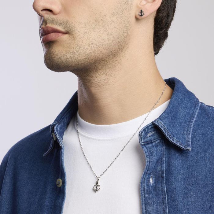 Orecchino in argento con ancora in pavè NAVY RULE