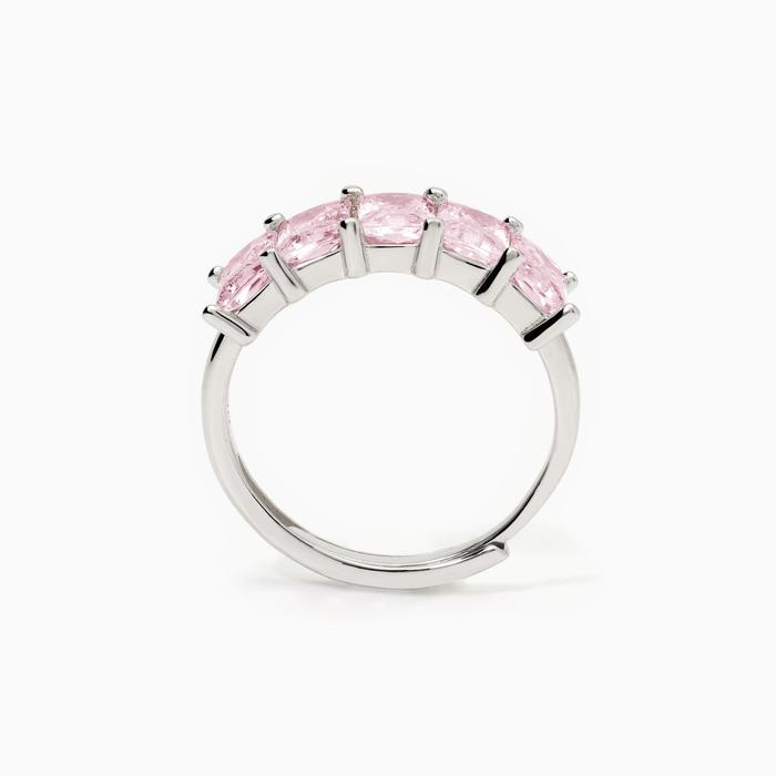 Anello donna in argento con zirconi rosa Valentina
