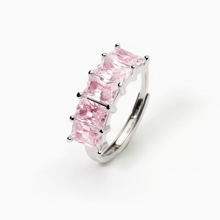 Anello donna in argento con zirconi rosa Valentina