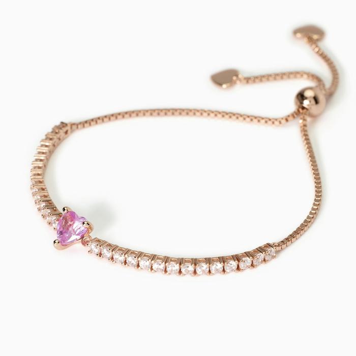 Bracciale in argento placcato oro rosa con tormalina sintetica Rouge