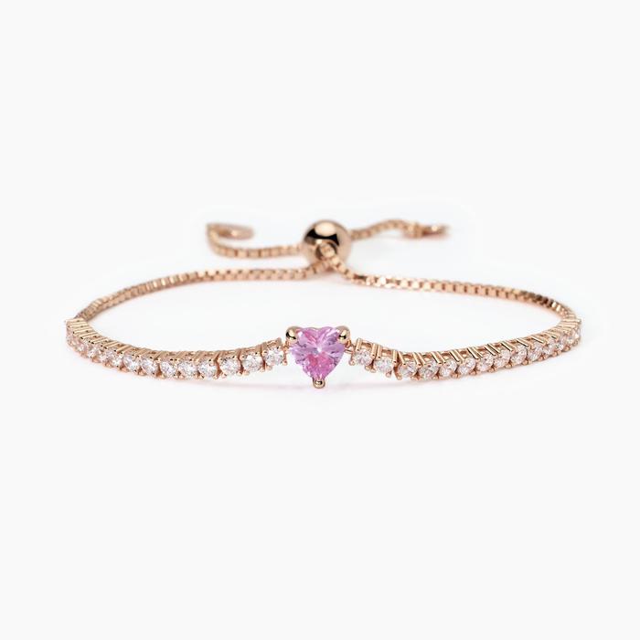 Bracciale in argento placcato oro rosa con tormalina sintetica Rouge