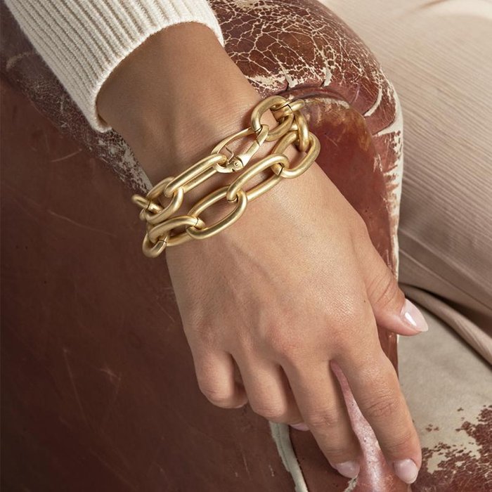 Bracciale catena forzatina in bronzo dorato satinato