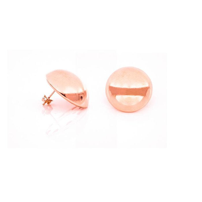 Orecchini a bottone in bronzo dorato rosa