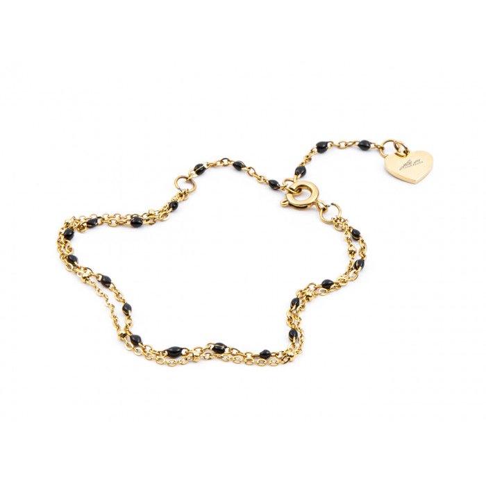 Bracciale multifilo con perline nere