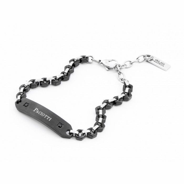 Bracciale maglia esagonale e placca nera