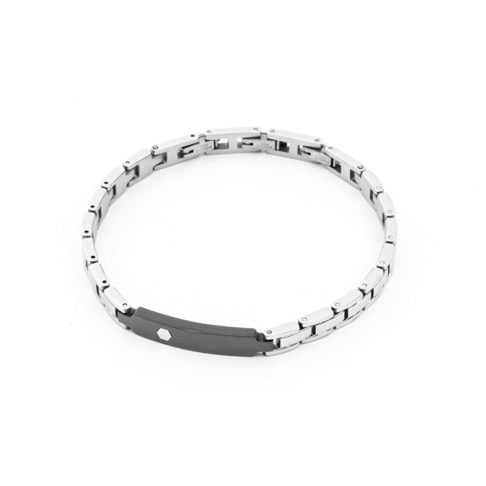 Bracciale maglia piatta e placca nera
