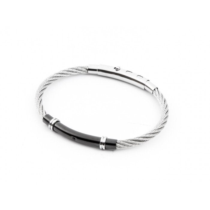 Bracciale intrecciato con placca nera