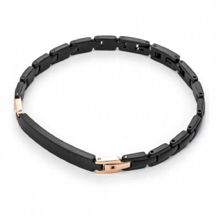 Bracciale brunito maglia tessere con piastra