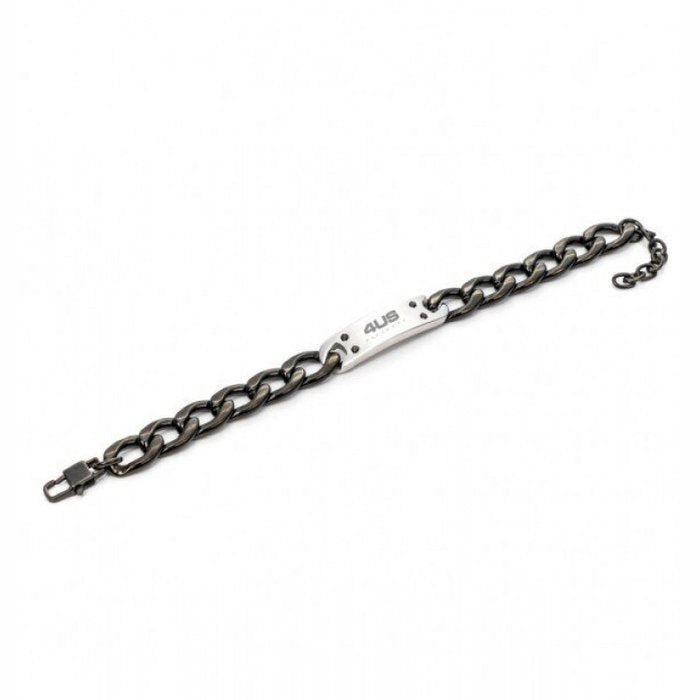 Bracciale brunito maglia piatta catena con piastra