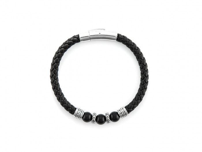 Bracciale pelle onice nero