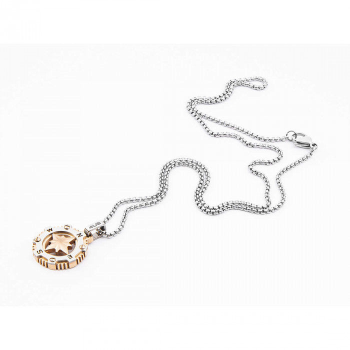 Collana con pendente bussola rosè