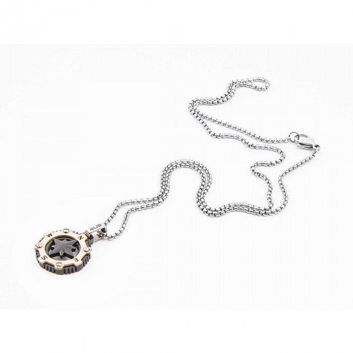 Collana con pendente bussola bicolore